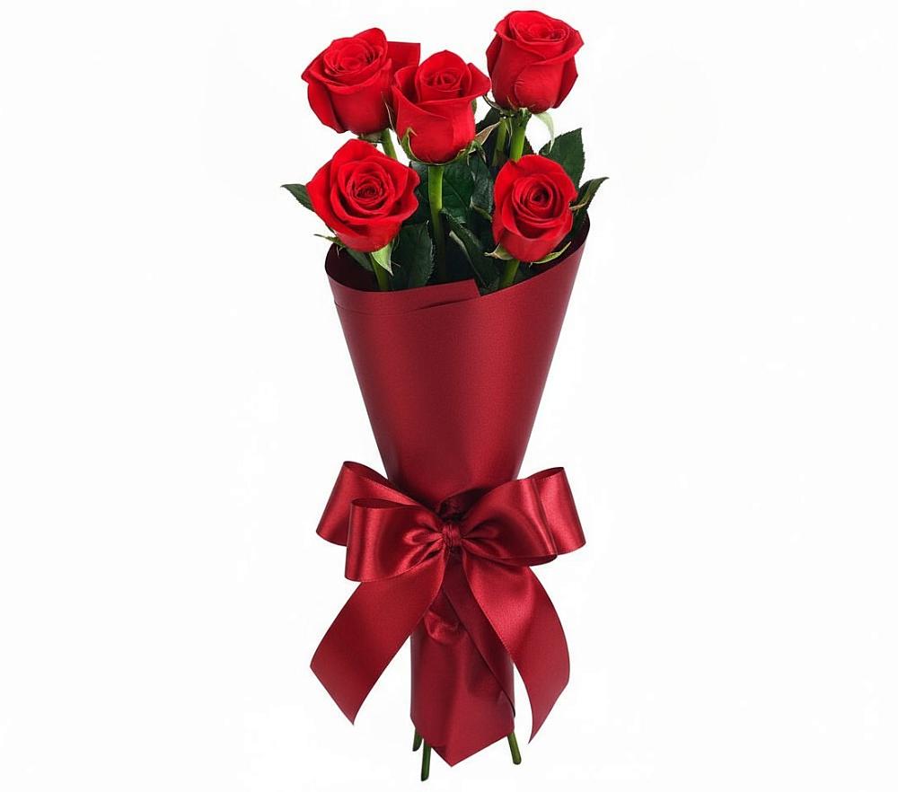 Букет 5 Красных роз Эдлесс Лав в Ленинауле