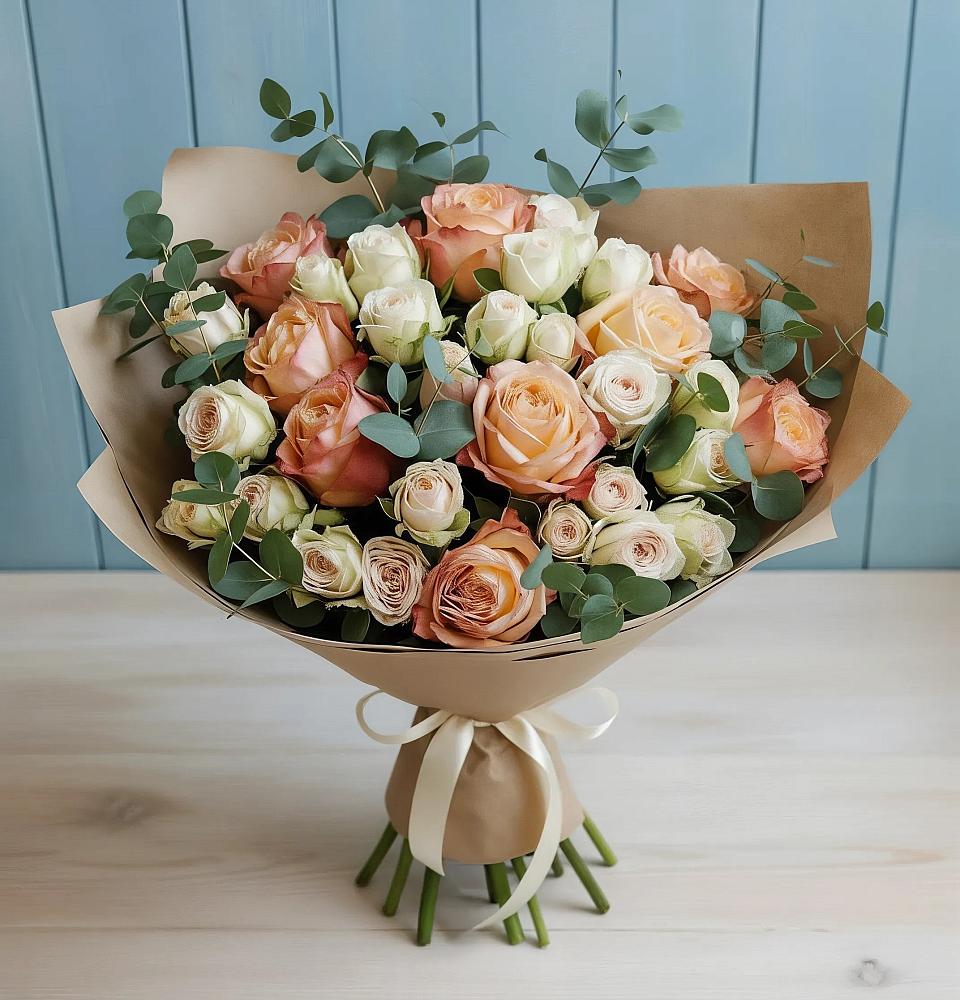 Букет цветов из: Альстромерии и Розы в Ленинауле