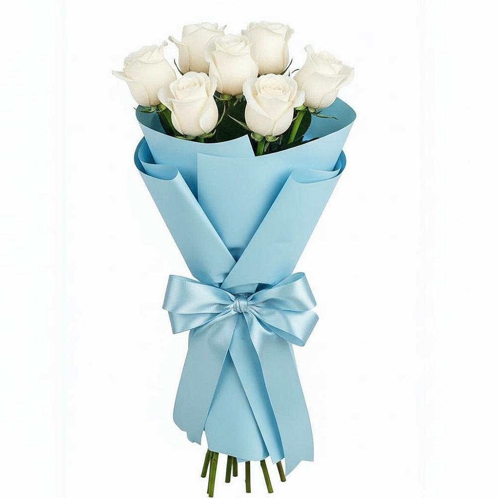 Букет 7 белых роз Проуд в Ленинауле