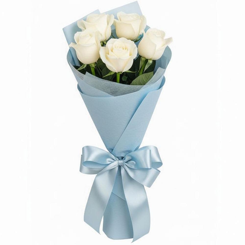 Букет 5 Белых роз Проуд в Ленинауле