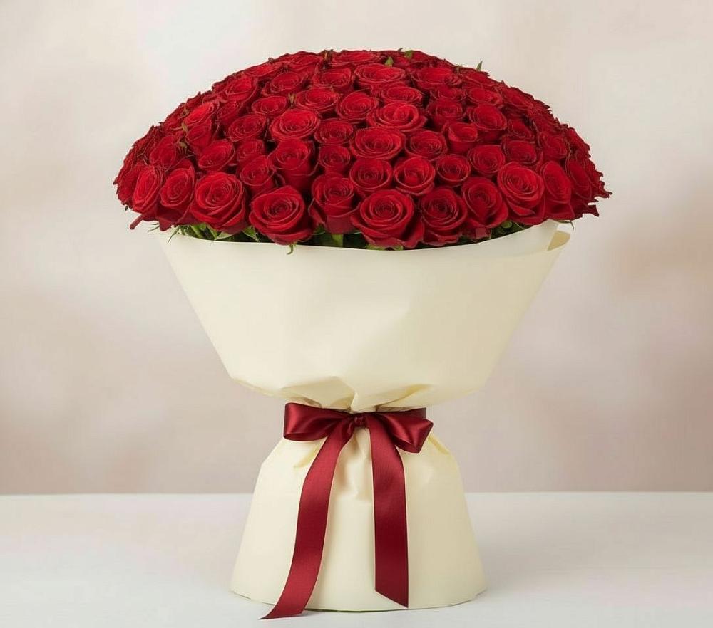 Букет 101 Красная роза Милано в Ленинауле