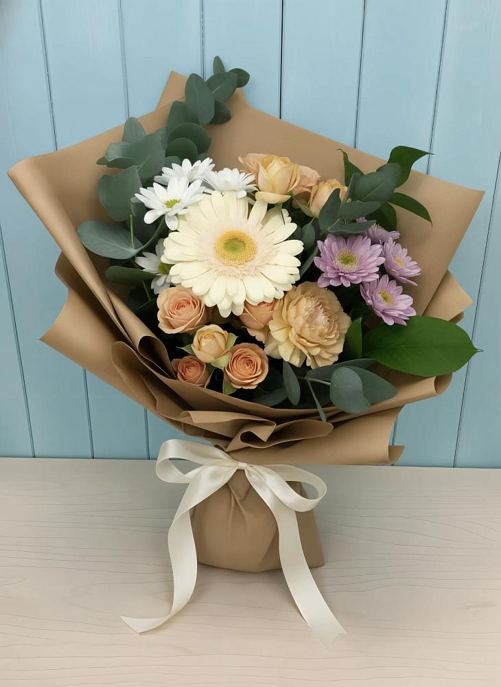 Букет цветов из: Герберы и Хризантемы в Ленинауле