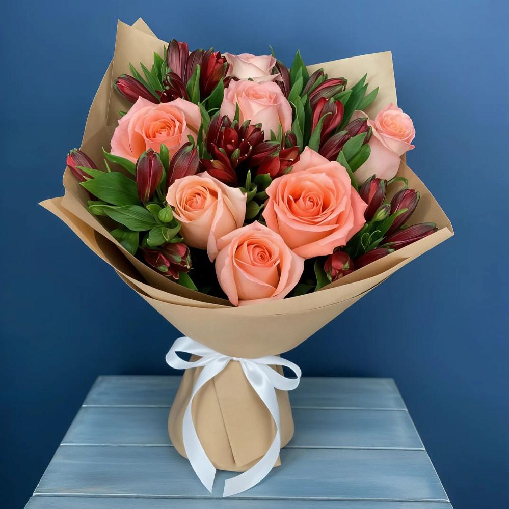 Букет цветов из: Розы и Альстромерии в Ленинауле