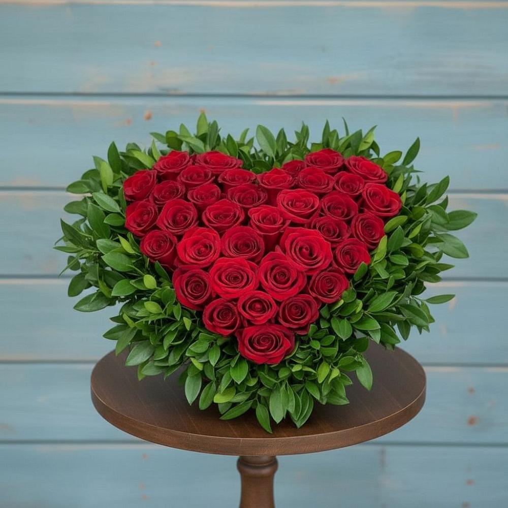 Цветочная композиция из Розы в виде сердца в Ленинауле