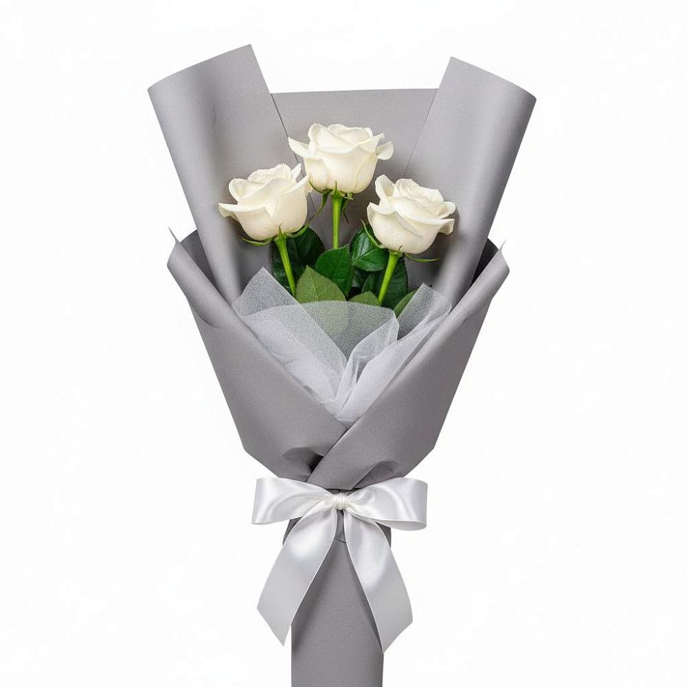 Букет 3 белые розы в Ленинауле