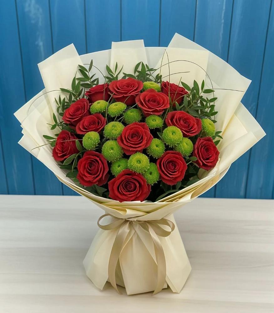 Букет цветов из: Розы и Хризантемы в Ленинауле